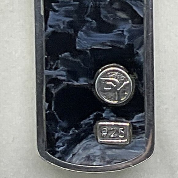 Retired David Yurman Men Sterling Silver 30mm Pietersite Dog Tag  ** See Note ** - Picture 1 of 8